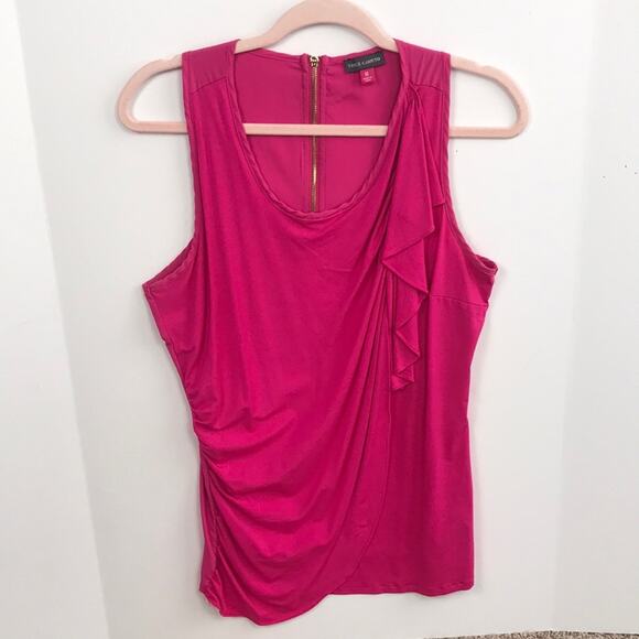 LVince Camuto Sleeveless Fuchsia ruffled blouse size Medium - Picture 1 of 7